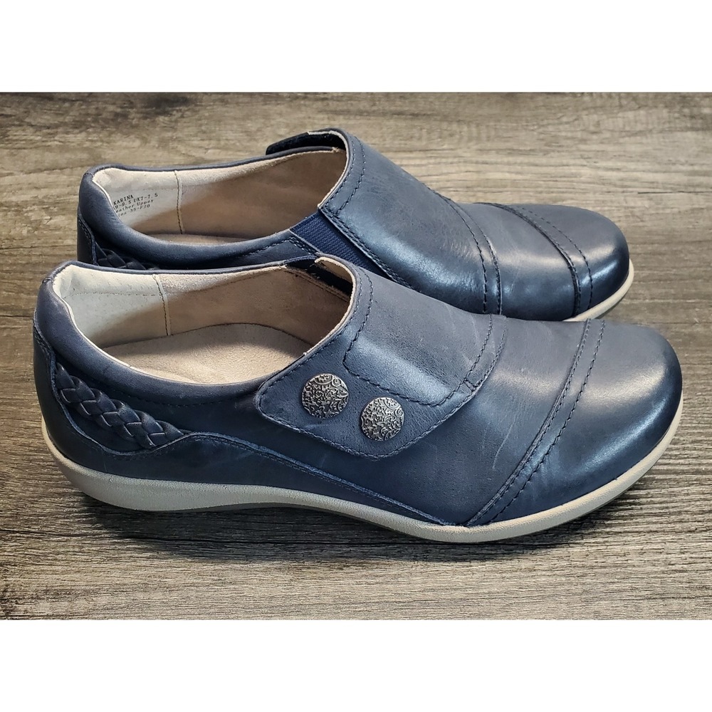 Aetrex Karina Blue Leather Monk Strap Comfort Shoe Womens 40 (9-9.5 US) NEW